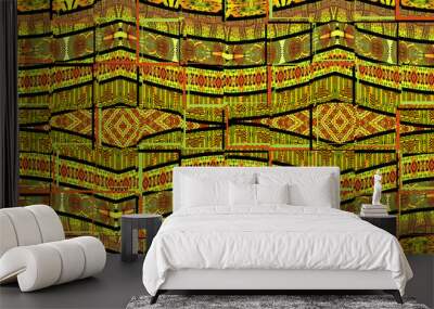 Mosaic pattern – African fabric - Yellow and orange colors  Wall mural