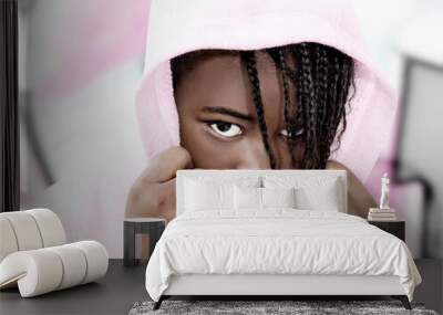 Young African American girl, 13 years old, photo Wall mural