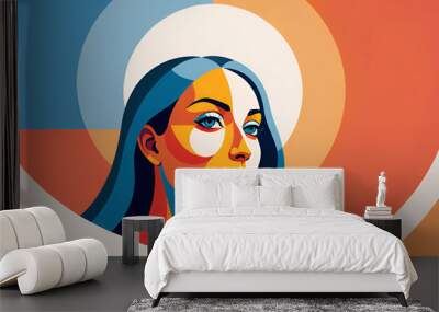 abstract and contemporary illustration with geometric shapes and patterns Wall mural