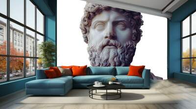 ancient greek statue of an ancient roman senator in marble isolated. ancient roman emperor statue in Wall mural