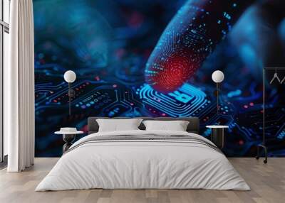 Network protection or Cyber security. Cyber technology web services for business and internet project. a background for cyber security with copy space Wall mural