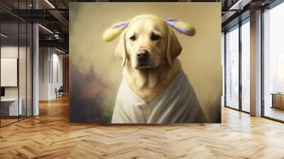 Labrador in an Easter Bunny Costume. Generative AI. Wall mural