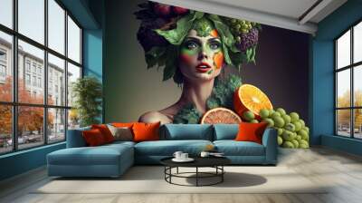 Vegan Queen. Generative AI, non-existent person.
 Wall mural