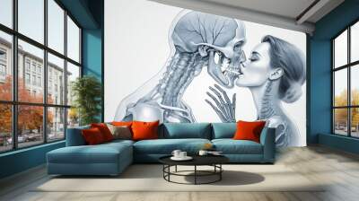 X-ray vision concept art depicting a couple kissing Wall mural