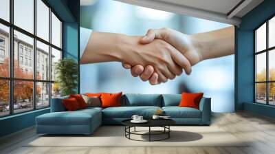 business partners shaking hands . concept of partnership, Generative AI Wall mural