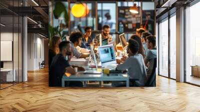 Group of business people and software developers working as a team in office, Generative AI Wall mural