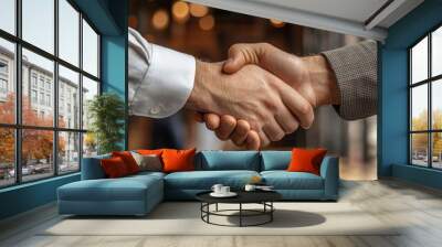 handshake of two business partners after a successful deal, Generative AI Wall mural