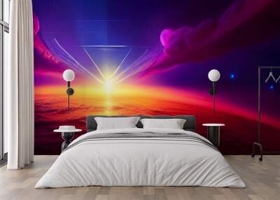 night starry sky and Milky Way. Space dark background with fragment of our galaxy Wall mural