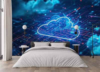 Cloud and edge computing technology concept with data protection system to protect data security for users Wall mural