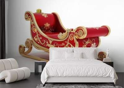 Elegant Red and Gold Christmas Sleigh Wall mural