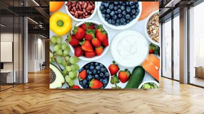 Healthy food concept. Healthy, fresh and clean food choices. Foods that contain many of the nutrients our bodies need. Wall mural