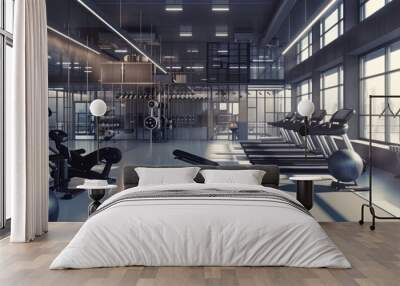 The gym is modern and luxurious with state-of-the-art equipment Wall mural