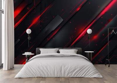 The wallpaper background is black with abstract red cracks Wall mural