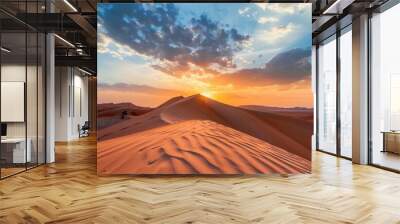 View of the vast expanse of desert at sunset in summer Wall mural