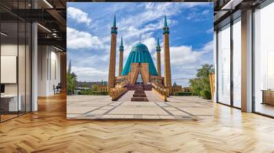 Mashkhur Jusup Mosque in the center of Pavlodar on a blue sky background in summer. Wall mural