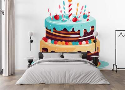 birthday decoration cake sticker and party element Wall mural