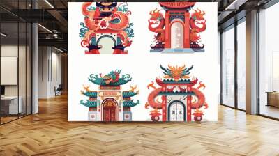 DRAGON DOOR GATE CHINESE TEMPLE FOR PRINT T SHIRT Wall mural