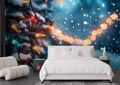 abstract christmas background with snowflakes Wall mural