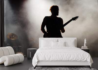 silhouette of a a guitarist on stage Wall mural