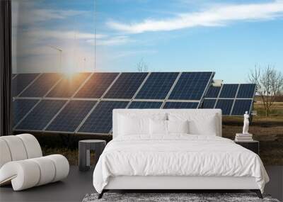 Solar panel, photovoltaic, alternative electricity source - concept of sustainable resources Wall mural