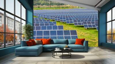 Solar panel, photovoltaic, alternative electricity source - concept of sustainable resources Wall mural