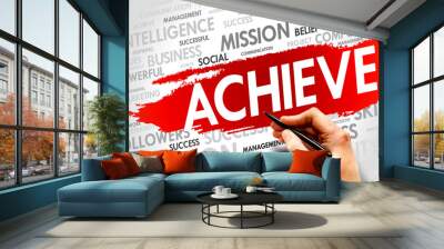 ACHIEVE word cloud, business concept Wall mural