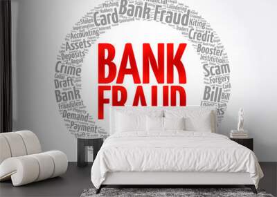 Bank fraud word cloud collage, business concept background Wall mural