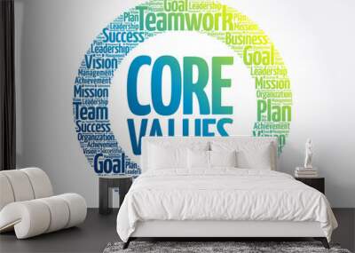 Core Values circle word cloud, business concept background Wall mural