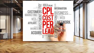 CPL - Cost Per Lead word cloud, business concept background Wall mural