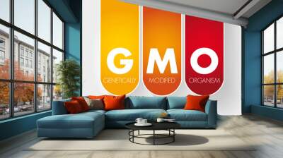 GMO - Genetically Modified Organism acronym, concept background Wall mural