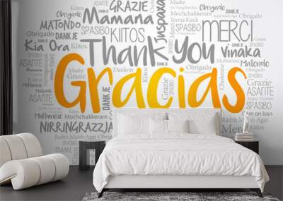 Gracias (Thank You in Spanish) word cloud concept Wall mural