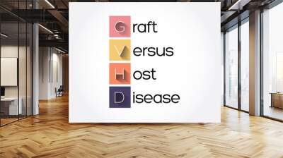 GVHD - Graft-versus-host disease acronym, medical concept background Wall mural