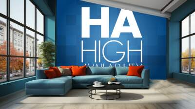 HA - High Availability acronym, technology concept background Wall mural