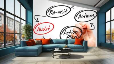 Hand writing Four steps of the audit process Wall mural