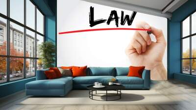 Hand writing Law with marker, concept background Wall mural