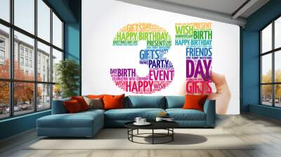 Happy 31st birthday word cloud collage concept with marker Wall mural