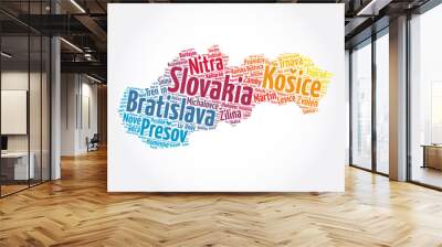 List of cities and towns in Slovakia, map word cloud collage, business and travel concept background Wall mural