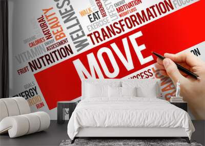 MOVE word cloud collage, health concept background Wall mural