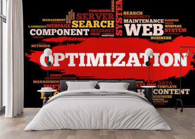 OPTIMIZATION word cloud collage, internet business concept Wall mural