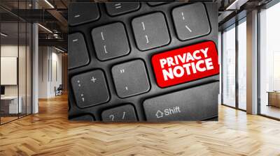 Privacy Notice text button on keyboard, concept background Wall mural