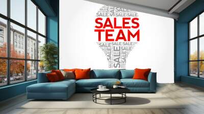 Sales Team bulb word cloud, business concept background Wall mural