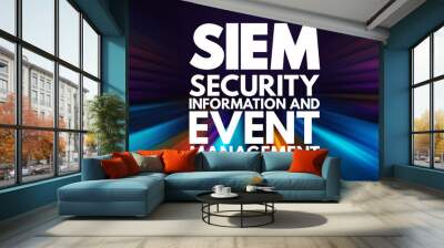 SIEM - Security Information and Event Management acronym, business concept background Wall mural