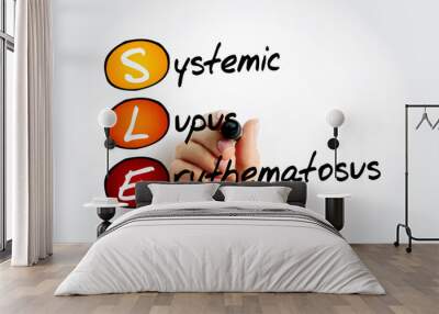 SLE Systemic Lupus Erythematosus - autoimmune disorder characterized by antibodies to nuclear and cytoplasmic antigens, acronym text concept background Wall mural