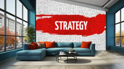 Strategy word cloud, business concept Wall mural