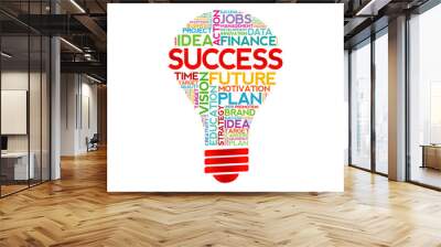 SUCCESS bulb word cloud, business concept Wall mural