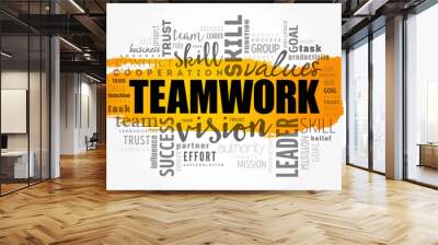 Teamwork word cloud collage, business concept background Wall mural