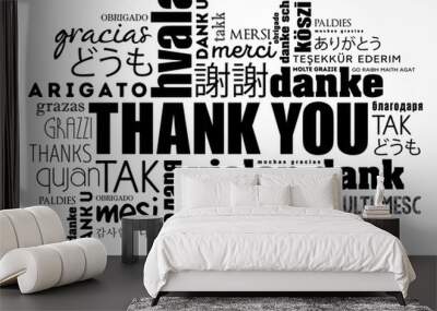 Thank You word cloud in different languages, concept background Wall mural