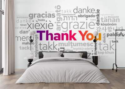 Thank You word cloud in different languages, concept background Wall mural