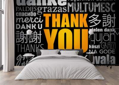 Thank You word cloud in different languages, concept background Wall mural