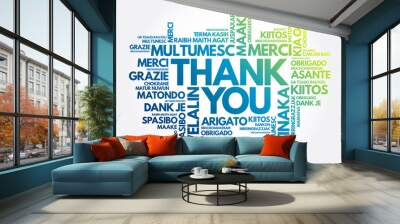 Thank You word cloud in different languages, concept background Wall mural